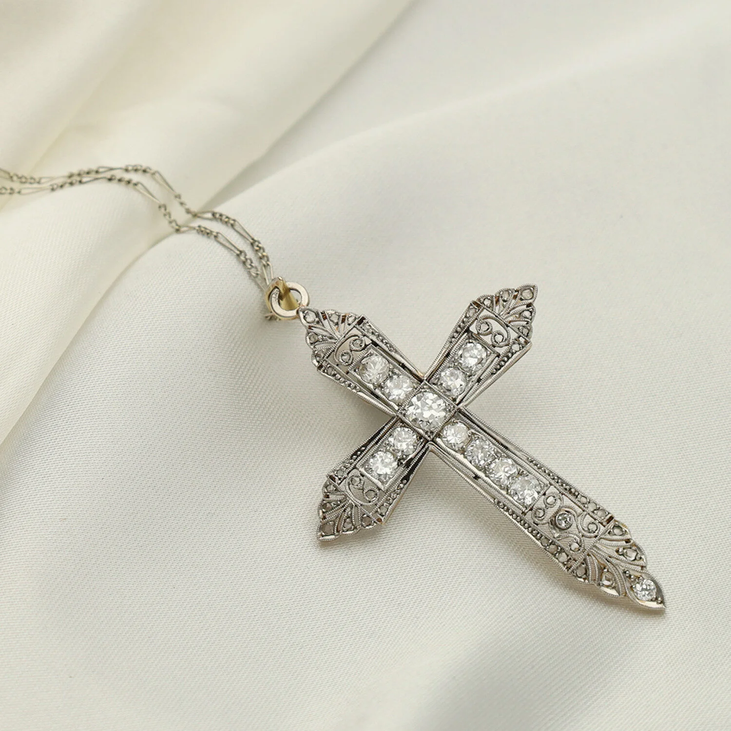 Cruz Art Déco Oro y Platino - Imagen 2