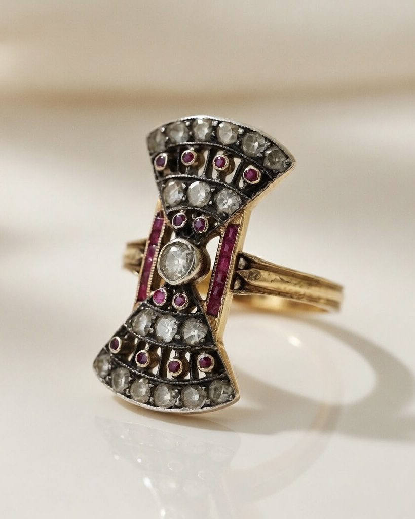 Anillo Art Déco Reloj de arena