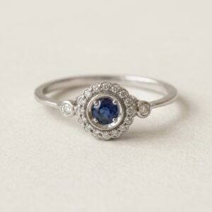 Anillo Halo Zafiro