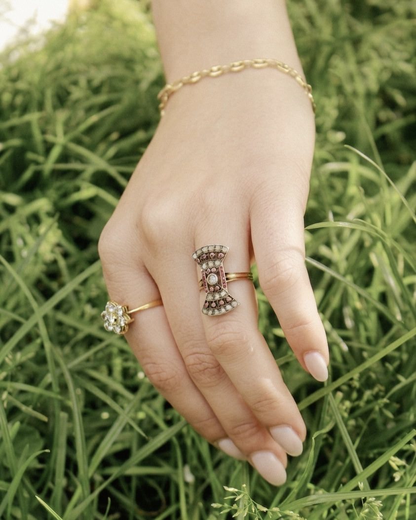 Anillo Art Déco Reloj de arena - Imagen 3